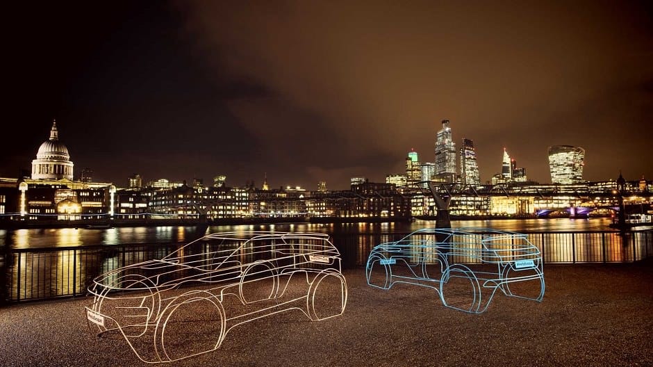 2020 Range Rover Evoque appears as wire sculpture in London